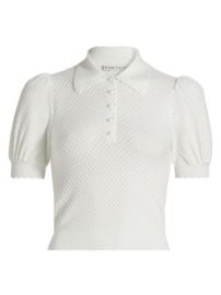 Women\'s Ramona Pointelle Polo Shirt - Soft White - at Saks Fifth Avenue