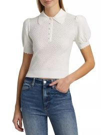 Women\'s Ramona Pointelle Polo Shirt - Soft White - at Saks Fifth Avenue