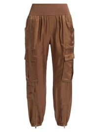 Women\'s Raven Satin Pants - Brown Sandstone - at Saks Fifth Avenue