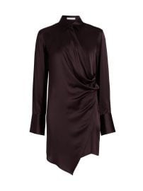 Women\'s Relaxed-Fit Silk Mini-Shirtdress - Dark Plum - at Saks Fifth Avenue