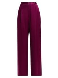 Women\'s Relaxed Pleated Satin Pants - Berry - at Saks Fifth Avenue