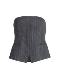 Women\'s Renee Pinstriped Wool-Blend Corset Top - Grey Melange - at Saks Fifth Avenue