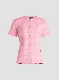 Women\'s Reyes Windowpane Check Jacket - Pink Red Plaid - at Saks Fifth Avenue