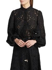 Women\'s Rhiannon Lace Cotton Button-Front Top - Ivory - at Saks Fifth Avenue