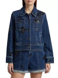 Women\'s Riveria Embellished Denim Jacket - Ocean - at Saks Fifth Avenue