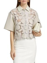 Women\'s Robinson Tulip Lace Crop Shirt - Sand Multi - at Saks Fifth Avenue