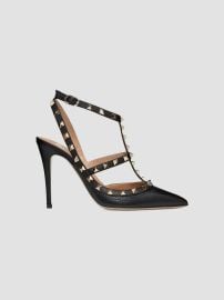 Women\'s Rockstud Ankle Strap Pumps 100 MM - Black - at Saks Fifth Avenue