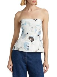Women\'s Rosalie Abstract Print Cotton Strapless Top - Magnolia - at Saks Fifth Avenue