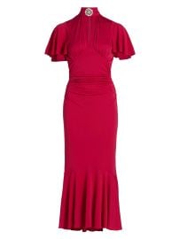 Women\'s Rosita Embellished Ruched Midi-Dress - Burgundy Plum - at Saks Fifth Avenue