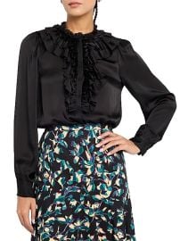 Women\'s Rouen Ruffled Silk Blouse - Black - at Saks Fifth Avenue