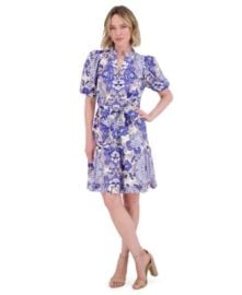 Women\'s Ruffle Neck Bubble-Sleeve Dress at Macys