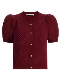 Women\'s Sabine Puff-Sleeve Crop Cardigan - Oxblood - at Saks Fifth Avenue