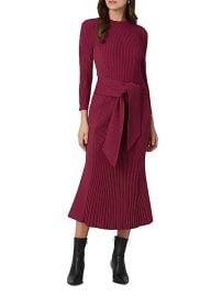 Women\'s Sam Knit Tie-Waist Midi-Dress - Burgundy - at Saks Fifth Avenue