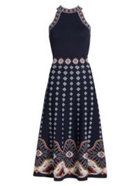 Women\'s Sandrinna Jacqaurd Midi-Dress - Jules Navy - at Saks Fifth Avenue