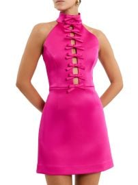 Women\'s Saskia Bow Halterneck Minidress - Hot Pink - at Saks Fifth Avenue