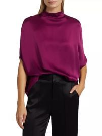 Women\'s Satin Cape T-Shirt - Berry - at Saks Fifth Avenue