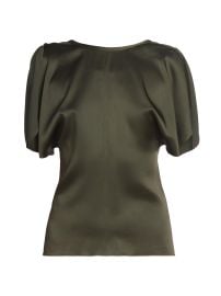 Women\'s Satin Draped-Sleeve Top - Dark Olive - at Saks Fifth Avenue