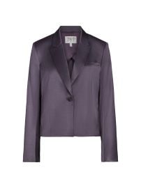 Women\'s Sawyer Satin Wool-Blend Boxy Blazer - Chocolate Torte - at Saks Fifth Avenue