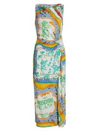 Women\'s Scarf Print Twist-Front Midi-Dress - at Saks Fifth Avenue