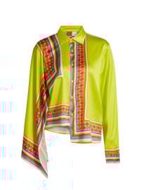 Women\'s Scarf-Printed Asymmetric-Hem Shirt - Electric Yellow - at Saks Fifth Avenue