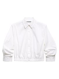Women\'s Scrunch Sleeve Button-Front Crop Shirt - White - at Saks Fifth Avenue