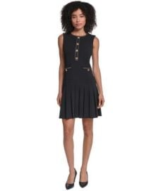 Women\'s Scuba Crepe Pleated Skirt A-Line Dress at Macys