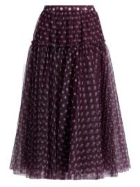 Women\'s Selly Camille Polka Dot Midi-Skirt - Deep Plum Limestone - at Saks Fifth Avenue
