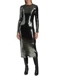 Women\'s Sequined Long-Sleeve Body-Con Midi-Dress - Hunter - at Saks Fifth Avenue