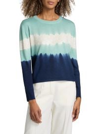 Women\'s Sequined Striped Wool-Blend Sweater - Navy White Blue - at Saks Fifth Avenue