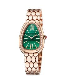 Women\'s Serpenti Seduttori Rose Gold Diamond & Malachite Dial Bracelet Watch - Rose Gold at Saks Fifth Avenue