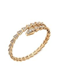 Women\'s Serpenti Viper 18K Yellow Gold & 3.04 TCW Diamond Wrap Bangle Bracelet - Yellow Gold - at Saks Fifth Avenue