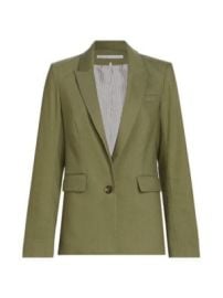 Women\'s Sevi Linen-Blend Blazer - Bright Army - at Saks Fifth Avenue