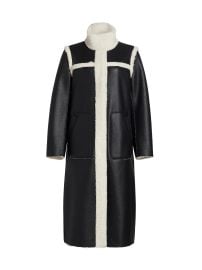 Women\'s Shar Reversible Sherpa Coat - Black Cream - at Saks Fifth Avenue
