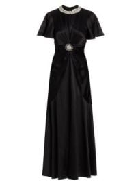 Women\'s Sharma Embellished Silk Satin Twist-Front Gown - Black - at Saks Fifth Avenue