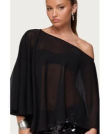Women\'s Sheer Chiffon Asymmetric Poncho at Macys