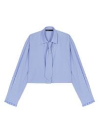 Women\'s Shirt with Removable Tie - Blue - at Saks Fifth Avenue