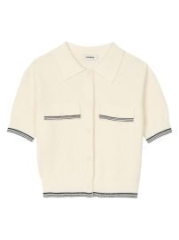 Women\'s Short-Sleeved Cardigan - Ecru - at Saks Fifth Avenue