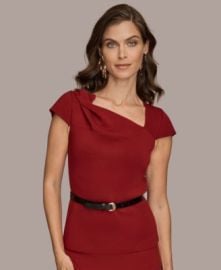 Women\'s Short Sleeves Asymmetric Belted Sweater at Macys