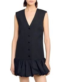 Women\\\'s Short Tailored Dress with Ruffle - Black - at Saks Fifth Avenue