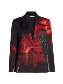 Women\'s Silas Floral Silk Blazer - Peony Petals Bright Ruby - at Saks Fifth Avenue