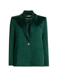 Women\'s Silas Satin Single-Breasted Blazer - Green Mystique - at Saks Fifth Avenue
