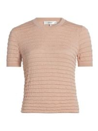 Women\'s Silk-Blend Smocked Tee - Peony - at Saks Fifth Avenue