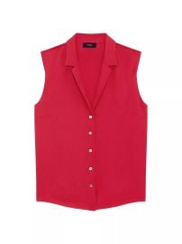 Women\'s Silk Sleeveless Button-Front Blouse - Ivory - at Saks Fifth Avenue