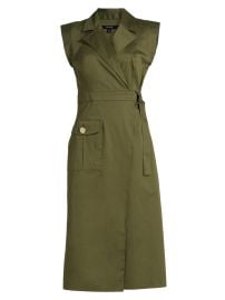 Women\'s Silvia Stretch-Cotton Wrap Midi-Dress - Olive - at Saks Fifth Avenue