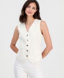 Women\'s Sleeveless Button-Front Vest at Macys