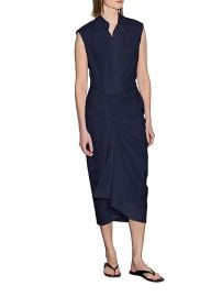 Women\'s Sleeveless Shirt Dress with Gathered Front - Navy - at Saks Fifth Avenue
