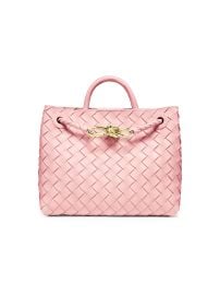 Women\'s Small Andiamo Intrecciato Leather Top-Handle Bag - Limestone at Saks Fifth Avenue