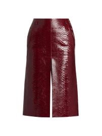Women\'s Snake-Effect Leather Midi-Skirt - Ruby Red - at Saks Fifth Avenue