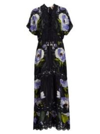 Women\'s Soft Garden Laces Short-Sleeve Maxi Dress - Soft Garden Black - at Saks Fifth Avenue