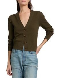 Women\'s Solene Cashmere V-Neck Cardigan - Cypress - at Saks Fifth Avenue